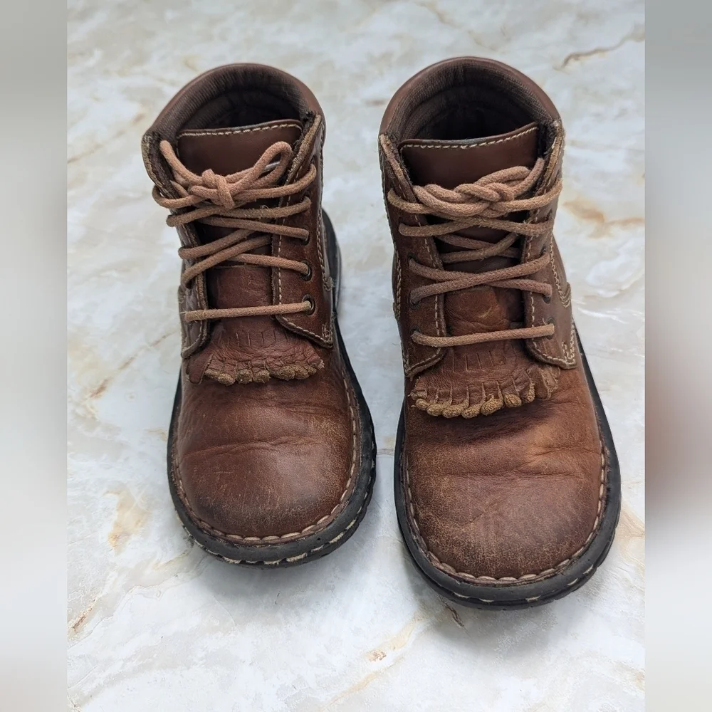 Kids Double H Leather Upper Boots Size 12D